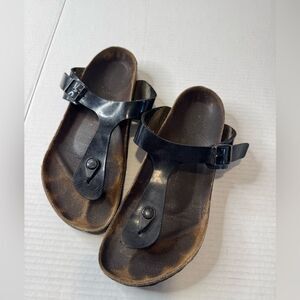 Birkenstock Gizeh Sandal Black Patent Sz 39/8.5